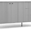 Komoda dwudrzwiowa Zeito z trzema szufladami 156 cm szara