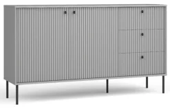 Komoda dwudrzwiowa Zeito z trzema szufladami 156 cm szara