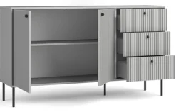 Komoda dwudrzwiowa Zeito z trzema szufladami 156 cm szara