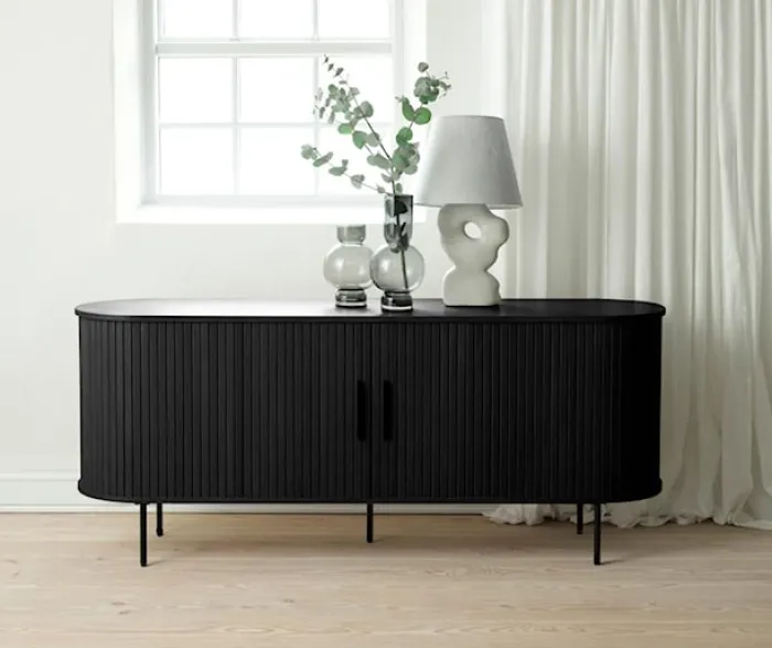 Komoda Gativel lamele 180 cm dąb czarny