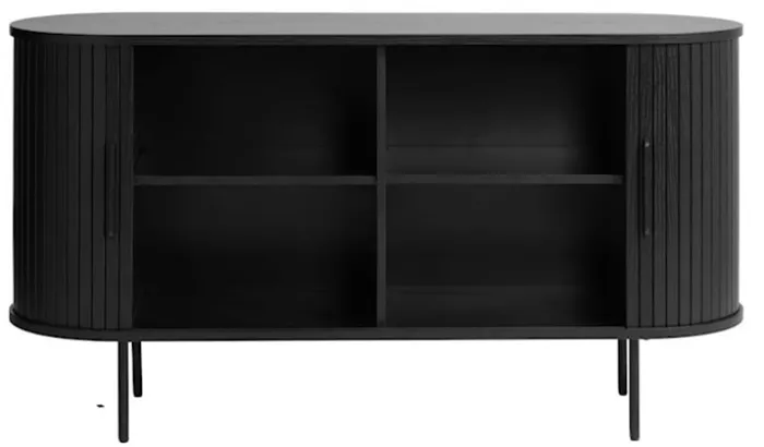 Komoda Gativel 140x76 cm lamele dąb czarny