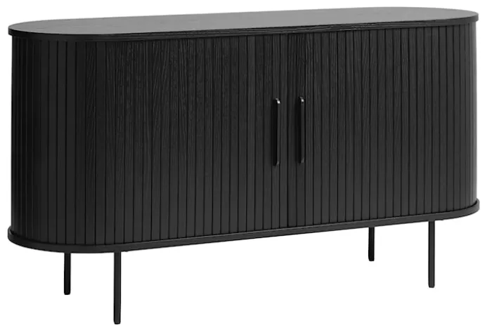Komoda Gativel 140x76 cm lamele dąb czarny