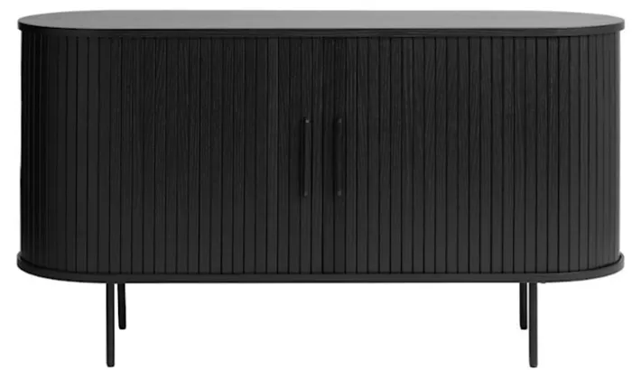 Komoda Gativel 140x76 cm lamele dąb czarny