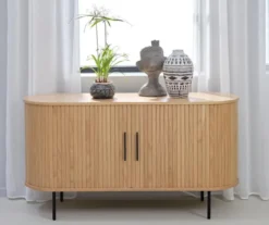 Komoda Gativel 140x76 cm lamele dąb naturalny