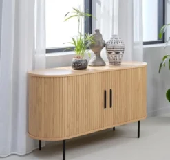 Komoda Gativel 140x76 cm lamele dąb naturalny