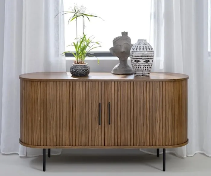 Komoda Gativel 140x76 cm lamele dąb palony