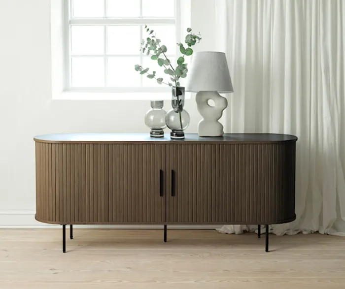 Komoda Gativel 180x76 cm lamele dąb palony