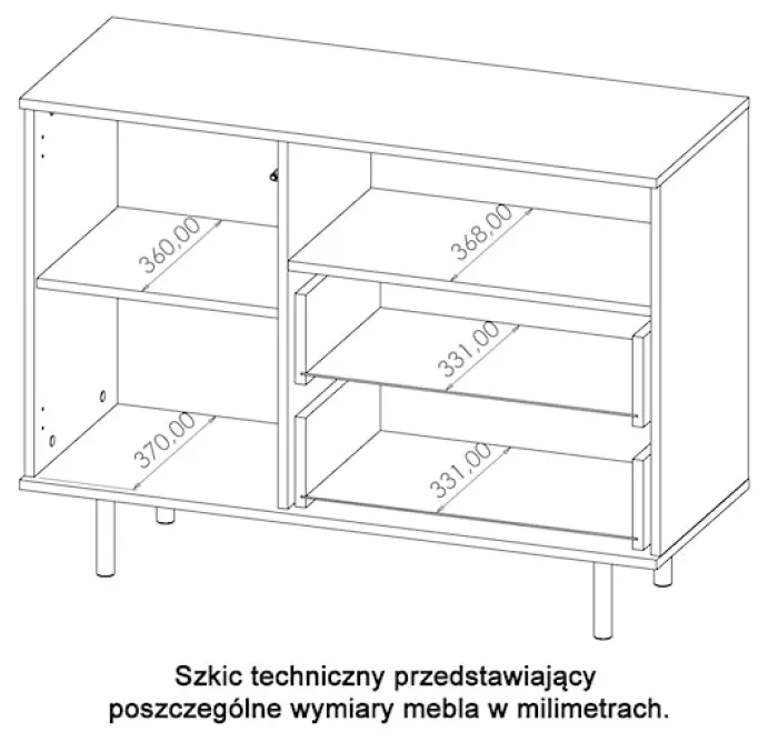 Komoda jednodrzwiowa Klazby 107 cm z dwiema szufladami i półką czarny mat lamele