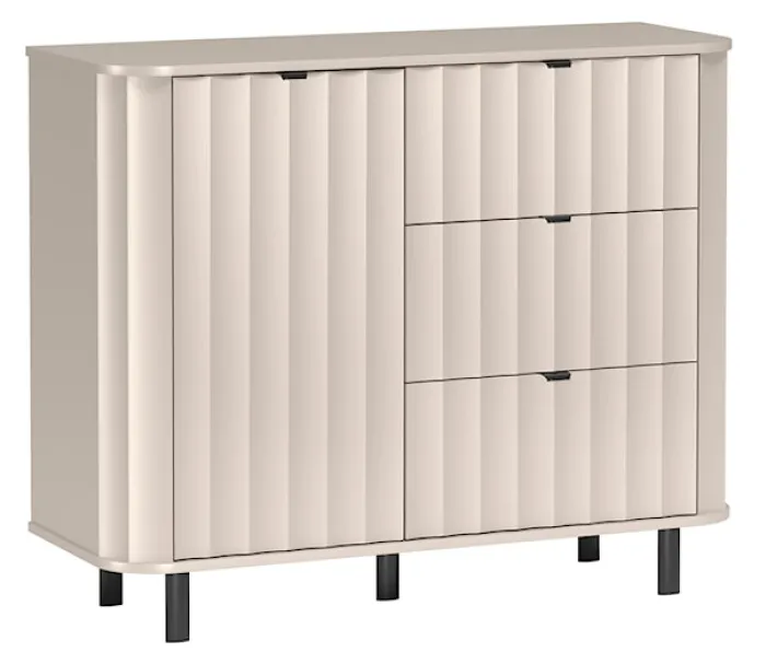 Komoda jednodrzwiowa Novado z trzema szufladami 111 cm kaszmir