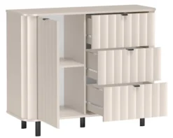 Komoda jednodrzwiowa Novado z trzema szufladami 111 cm kaszmir