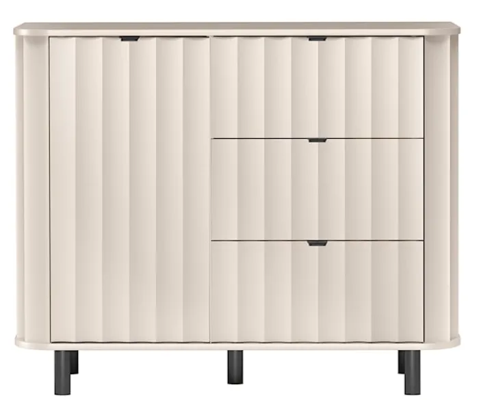 Komoda jednodrzwiowa Novado z trzema szufladami 111 cm kaszmir