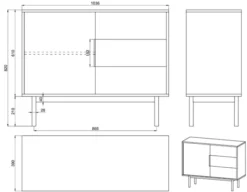 Komoda jednodrzwiowa Viviaro z trzema szufladami 104 cm kaszmir