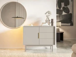 Komoda jednodrzwiowa Viviaro z trzema szufladami 104 cm kaszmir