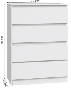 Komoda Malwa z czterema szufladami 70 cm kaszmir