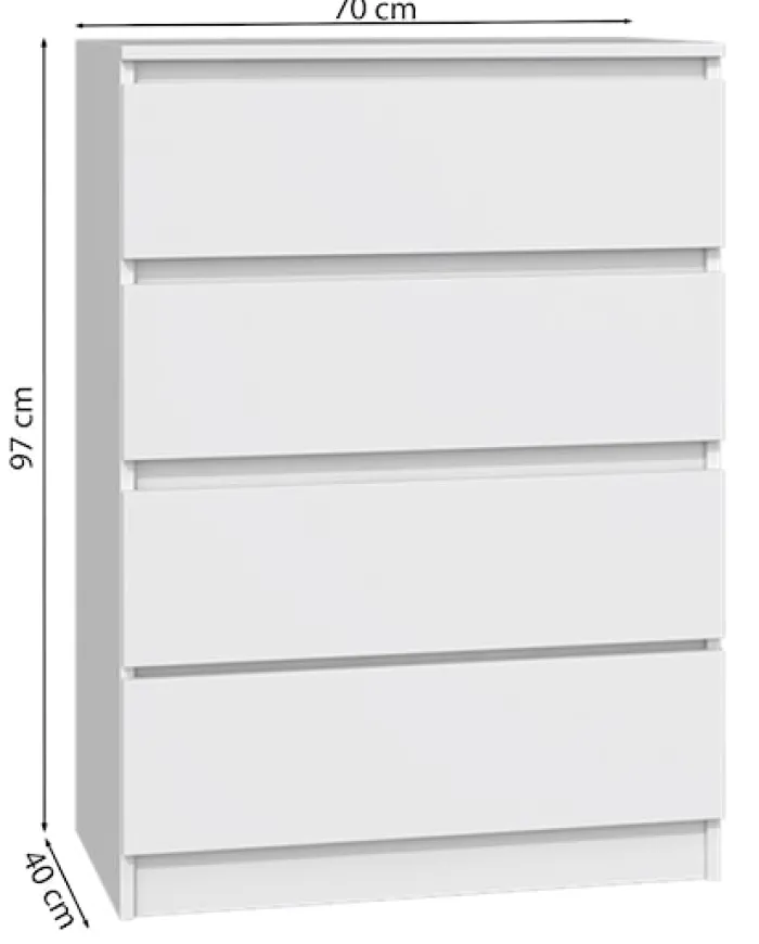 Komoda Malwa z czterema szufladami 70 cm kaszmir