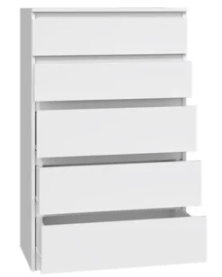 Komoda Malwa z pięcioma szufladami 70 cm biała