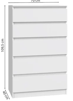 Komoda Malwa z pięcioma szufladami 70 cm kaszmir