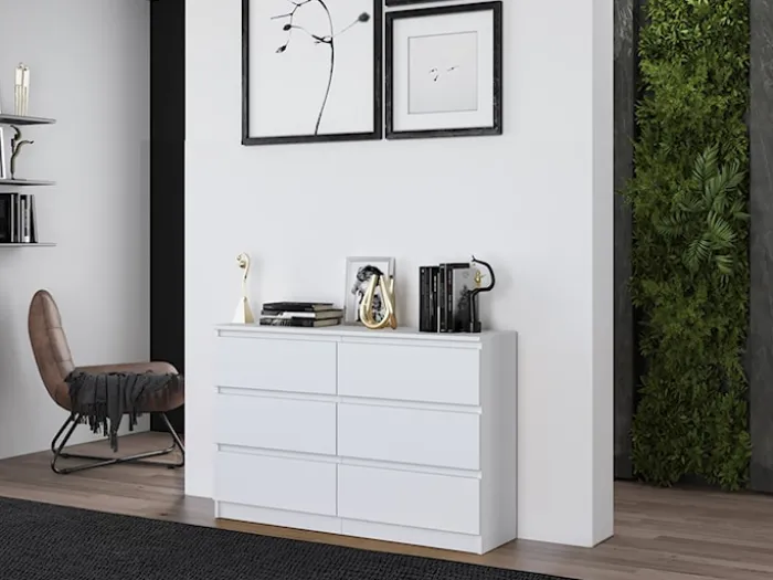 Komoda Malwa z sześcioma szufladami 120 cm biała