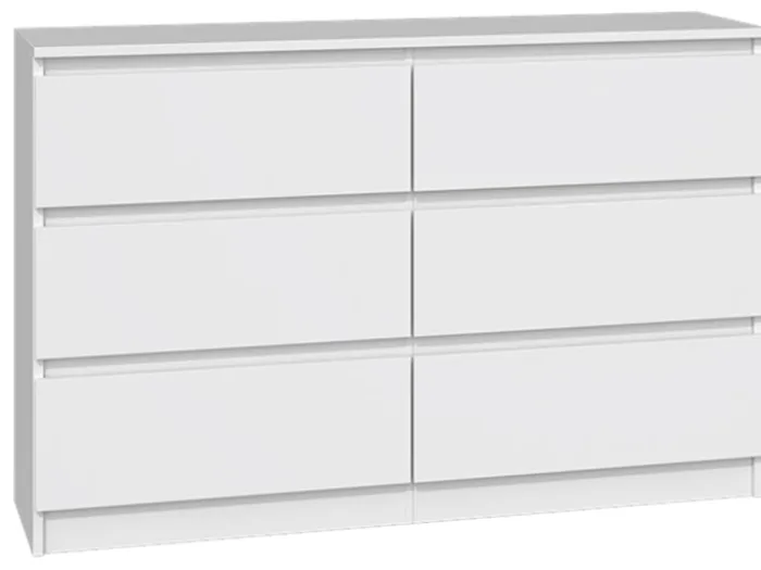 Komoda Malwa z sześcioma szufladami 120 cm biała