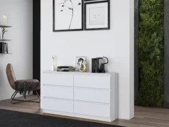 Komoda Malwa z sześcioma szufladami 138 cm biała