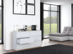 Komoda Malwa z sześcioma szufladami 138 cm biała