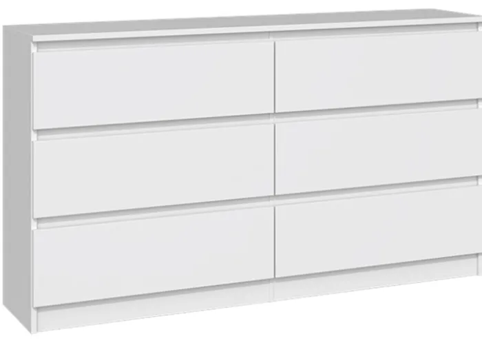 Komoda Malwa z sześcioma szufladami 138 cm biała