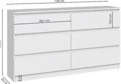 Komoda Malwa z sześcioma szufladami 138 cm kaszmir