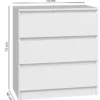 Komoda Malwa z trzema szufladami 70 cm kaszmir