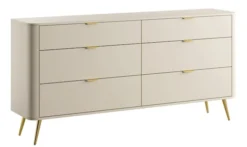 Komoda Oval z sześcioma szufladami 173 cm beż piaskowy
