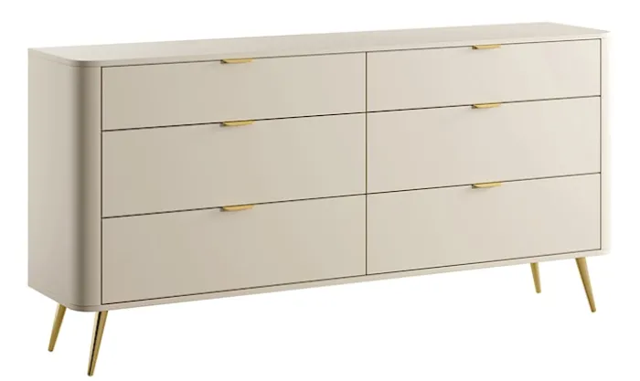 Komoda Oval z sześcioma szufladami 173 cm beż piaskowy