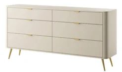 Komoda Oval z sześcioma szufladami 173 cm beż piaskowy