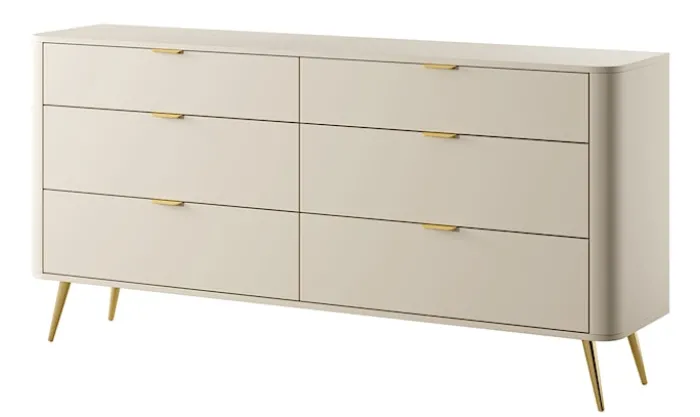 Komoda Oval z sześcioma szufladami 173 cm beż piaskowy