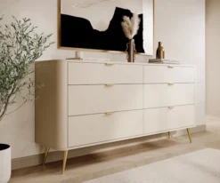 Komoda Oval z sześcioma szufladami 173 cm beż piaskowy