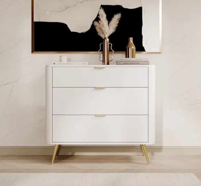 Komoda Oval z trzema szufladami 92 cm Biała
