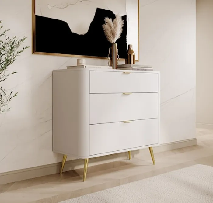 Komoda Oval z trzema szufladami 92 cm Biała