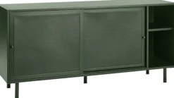 Komoda Sonaves 160 cm metalowa z przesuwnymi drzwiami ciemnozielona