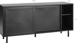 Komoda Sonaves 160 cm metalowa z przesuwnymi drzwiami ciemnozielona