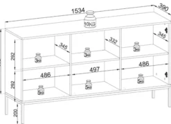 Komoda Tosena trzydrzwiowa z oświetleniem LED 154 cm Czarny/Dąb wotan