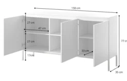 Komoda trzydrzwiowa Bemmi 150 cm biała ze złotymi nogami