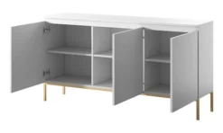 Komoda trzydrzwiowa Bemmi 150 cm biała ze złotymi nogami