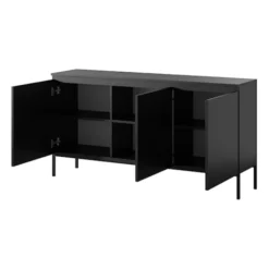 Komoda trzydrzwiowa Bemmi 150 cm czarna z czarnymi nogami