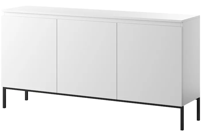 Komoda trzydrzwiowa Bemmi 150 cm biała z czarnymi nogami