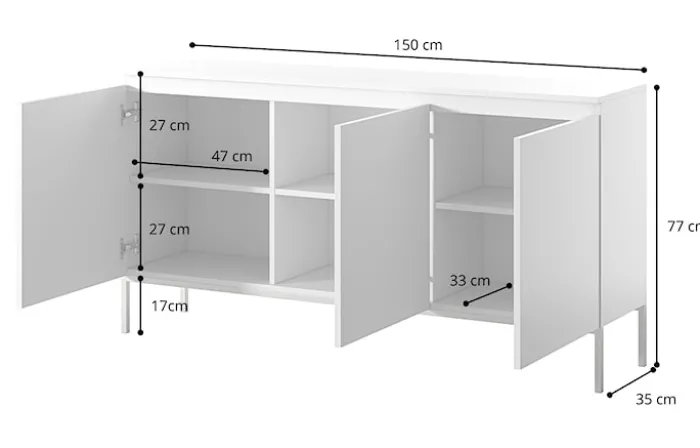 Komoda trzydrzwiowa Bemmi 150 cm Ceglasty