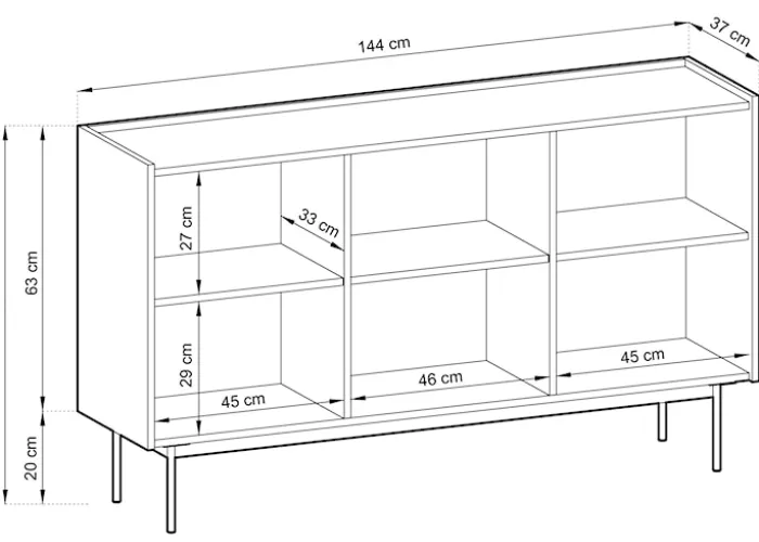 Komoda trzydrzwiowa Color 144 cm Kaszmir / Dąb Linea
