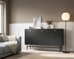 Komoda trzydrzwiowa Divenos z szufladami 155 cm Czarna