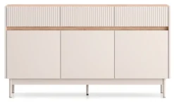 Komoda trzydrzwiowa Dunea z trzema szufladami 154 cm kaszmir/dąb