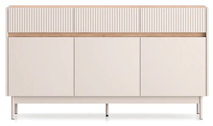 Komoda trzydrzwiowa Dunea z trzema szufladami 154 cm kaszmir/dąb