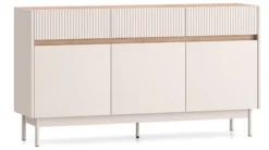 Komoda trzydrzwiowa Dunea z trzema szufladami 154 cm kaszmir/dąb