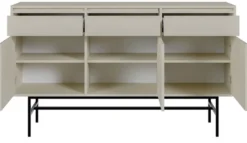 Komoda trzydrzwiowa Evo z szufladami i stelażem 154 cm Beż piaskowy