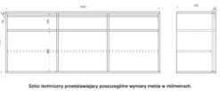 Komoda trzydrzwiowa Evo z szufladami wisząca 154 cm Beż piaskowy